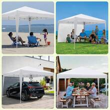 Toldo desplegable de Pulgadas con  Paredes Laterales, Tienda de campaña instantánea portátil al Aire última intervensión, Tienda de campaña Plegable Impermeable, Carpa versátil para Camping - Blanco - 10x10 pies con paredes laterales - Ver 5