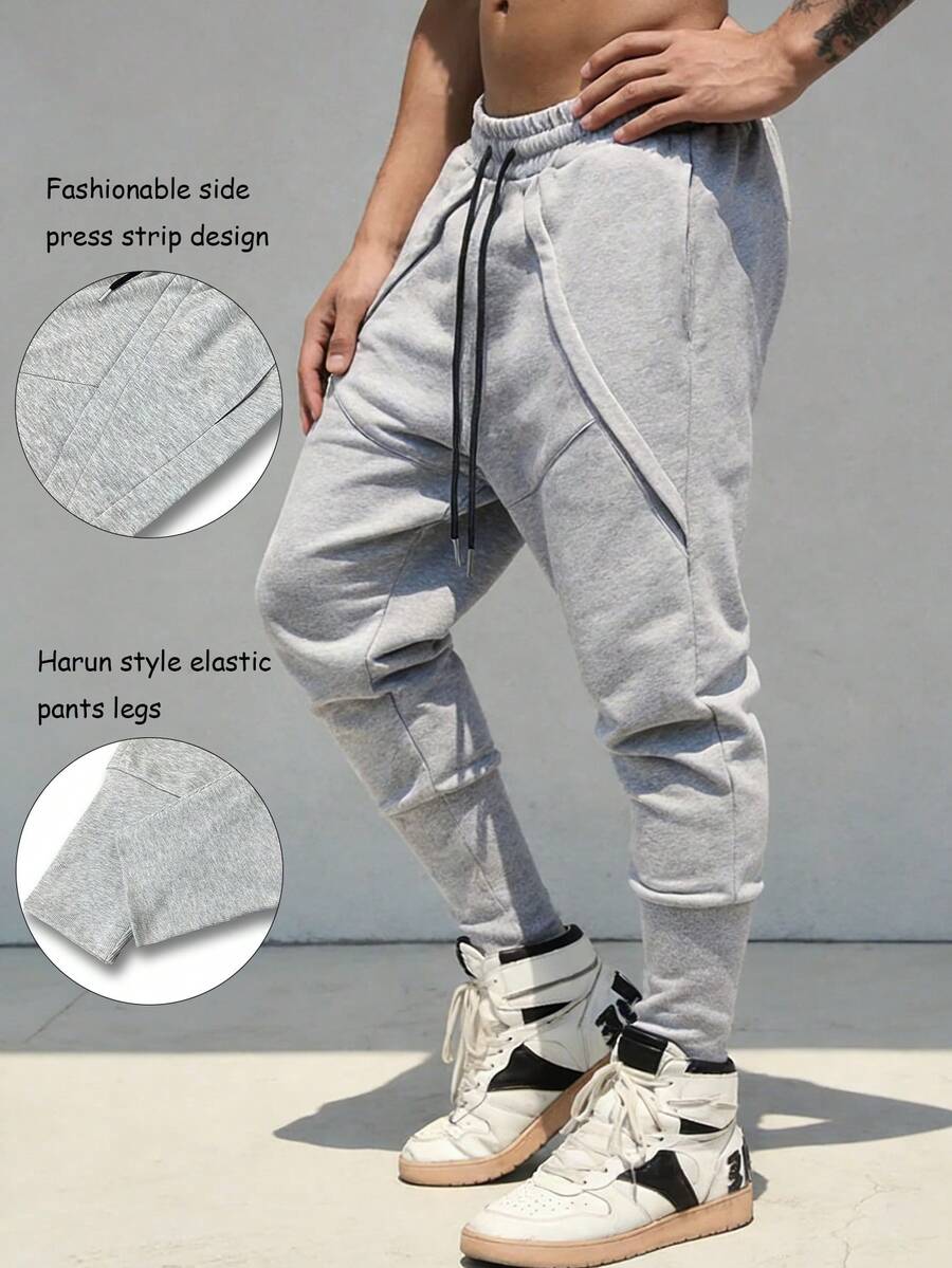 Quần dài nam ống côn cạp chun, kiểu dáng rộng rãi, thời trang, đa năng, thích hợp cho thể thao. - Xám - Xem 1