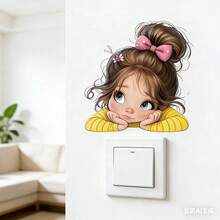 Hình dán tường hoạt hình cô gái cho phòng khách, phòng ngủ, văn phòng, quán bar, quán cà phê, trang trí tường. - Một cỡ - Xem 3