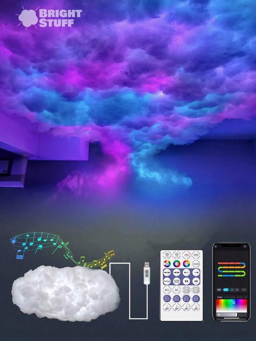 Acosh Neon Đèn LED hình đám mây RGB, tích hợp ứng dụng thông minh và điều khiển từ xa, chiếu sáng theo nhịp điệu âm nhạc, đổi màu đa sắc, thích hợp cho các dịp lễ, tiệc tùng, trang trí nhà cửa, phòng ngủ, đèn đám mây mộng mơ.