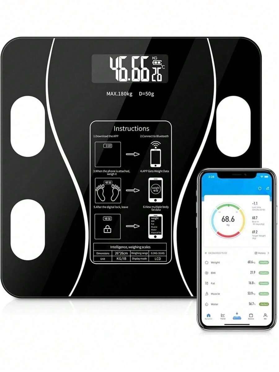 Bascula Corporal Digital Inteligente Electrónica Bluetooth Indicador De Grasa Corporal - A - Ver 1