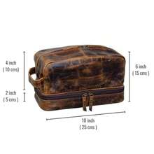 Men's Genuine Leather Toiletry Bag waterproof Dopp Kit Shaving bags and Grooming Kit for Travel ~ groomsmen Gift for Men Women ~ Hanging Zippered Makeup Cosmetic Pouch Case-013 - café Estilo 2 - Ver 8