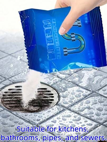 Jakehoe 10/8/5/4/3/2 Pcs Drain Cleaner Powder For Bathroom & Kitchen, Dissolves Blockages And Eliminates Odors (New Upgraded Packaging, Random Shipment Of Old And New Styles), Cleaning Powder For Unclogging Drains.