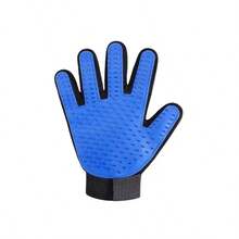 Pet Grooming Brush Glove, Five-Finger Massage Soothing Deshedding Fur Remover, Dog Bathing Cleaning Supplies - Blue - View 6