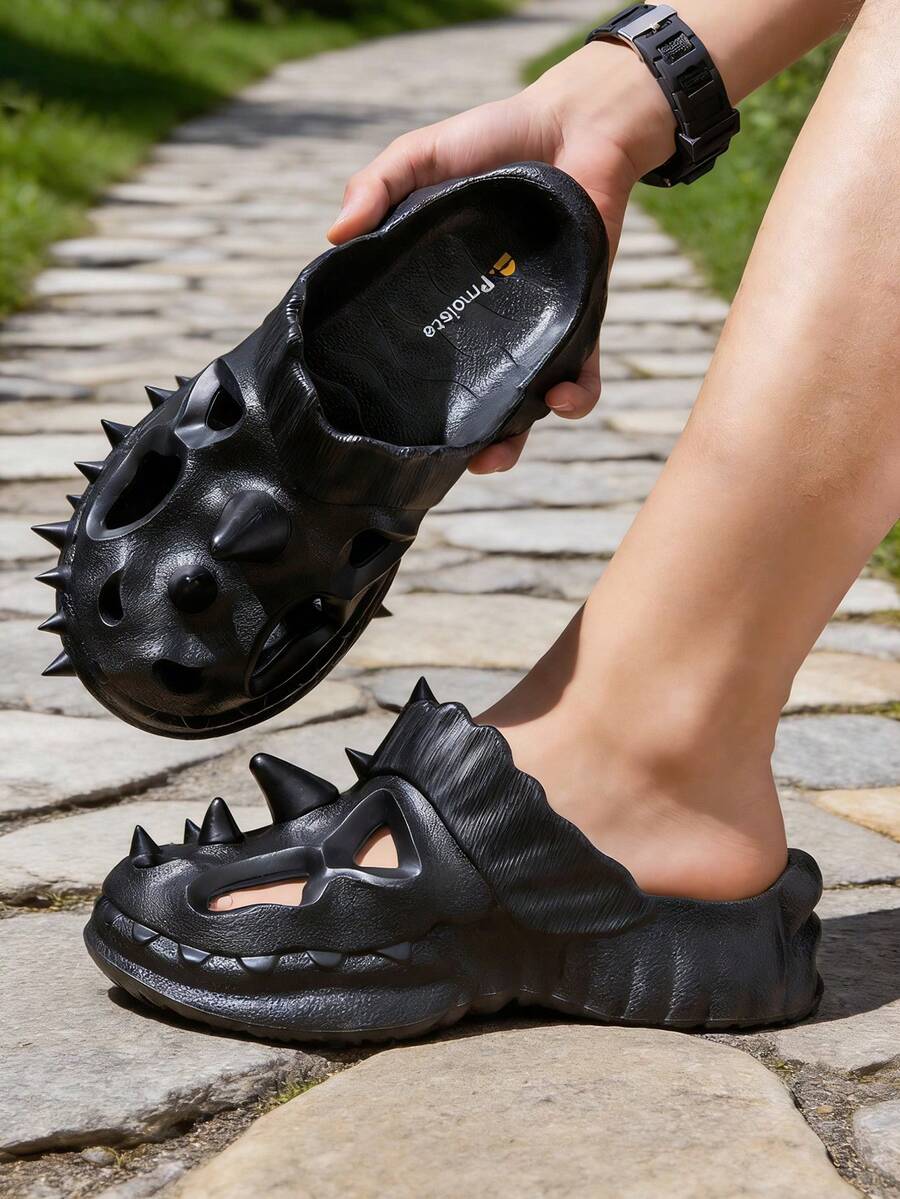 Dép xăng đan thời trang unisex Pmoiste thiết kế hình khủng long rỗng dễ thương, chất liệu EVA mềm mại, màu đen. - màu đen - Xem 1