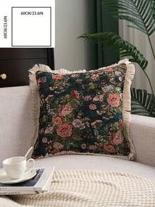 1 pieza Funda de almohada de jacquard floral, estilo vintage americano country para decoración de sala de estar y sofá, extraíble y lavable, adecuada para sala de estar, dormitorio, balcón, jardín, exterior, decoración de automóvil (selección de multicolor) - Multicolor - Ver 26