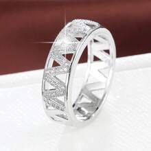 1pc Minimalist V-Shaped Letter Wave Design Cubic Zirconia Inlaid Fashion Ring For Women - Multicolor - View 27