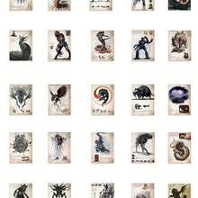 50pcs Retro Cthulhu Myth Monster Stickers Handbook Laptop Phone Case Luggage Decorative Stickers Back To School - A - View 3