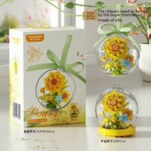 Assorted Mini Artificial Flower Crystal Ball, Children Building Blocks, Micro Particle Building Blocks, Flower Plant Pot Building Blocks, Educational Toys, Pendants And Desktop Decor With Bow Ribbons, Suitable For Home Decor, Birthday/Valentine's Day/Mother's Day/Thanksgiving/New Year Gifts - Multicolor - View 12