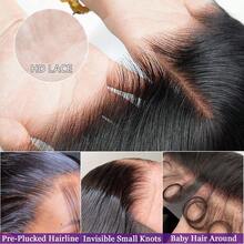 200Density13X4 HD Transparent Lace Front Wigs Brazilian Human Blended Hair Straight Lace Front Wigs Swiss Lace Pre Plucked 13X4 Transparent Lace Wigs With Baby Hair Natural Black Hair For Women - Natural & Black - View 9