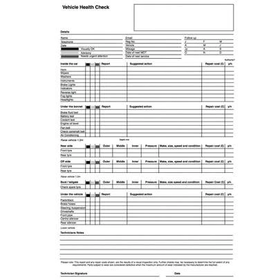 10 Plain Vehicle Visual Checklist Pads