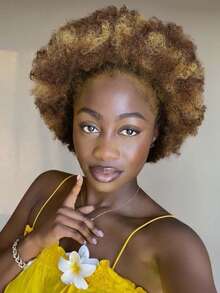 Afro Bun Hair Puff Fluffy Kinky Curly Ponytail Extensions Hairpieces Brown Mix Blonde Synthetic Updo Afro Donut Chignon Hairpieces Extensions For Women And Girls 8 Inch/10inch/12inch Afro Puff Hair Bun - Blonde Highlight - View 14