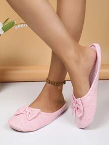 Giày bệt nữ màu xám thanh lịch có chi tiết nơ - Đế mềm, chống trượt, vải nhẹ, thích hợp sử dụng trong nhà và ngoài trời, hoàn hảo cho trang phục thường ngày và tụ họp gia đình, dép lê nữ - Hồng - Xem 7