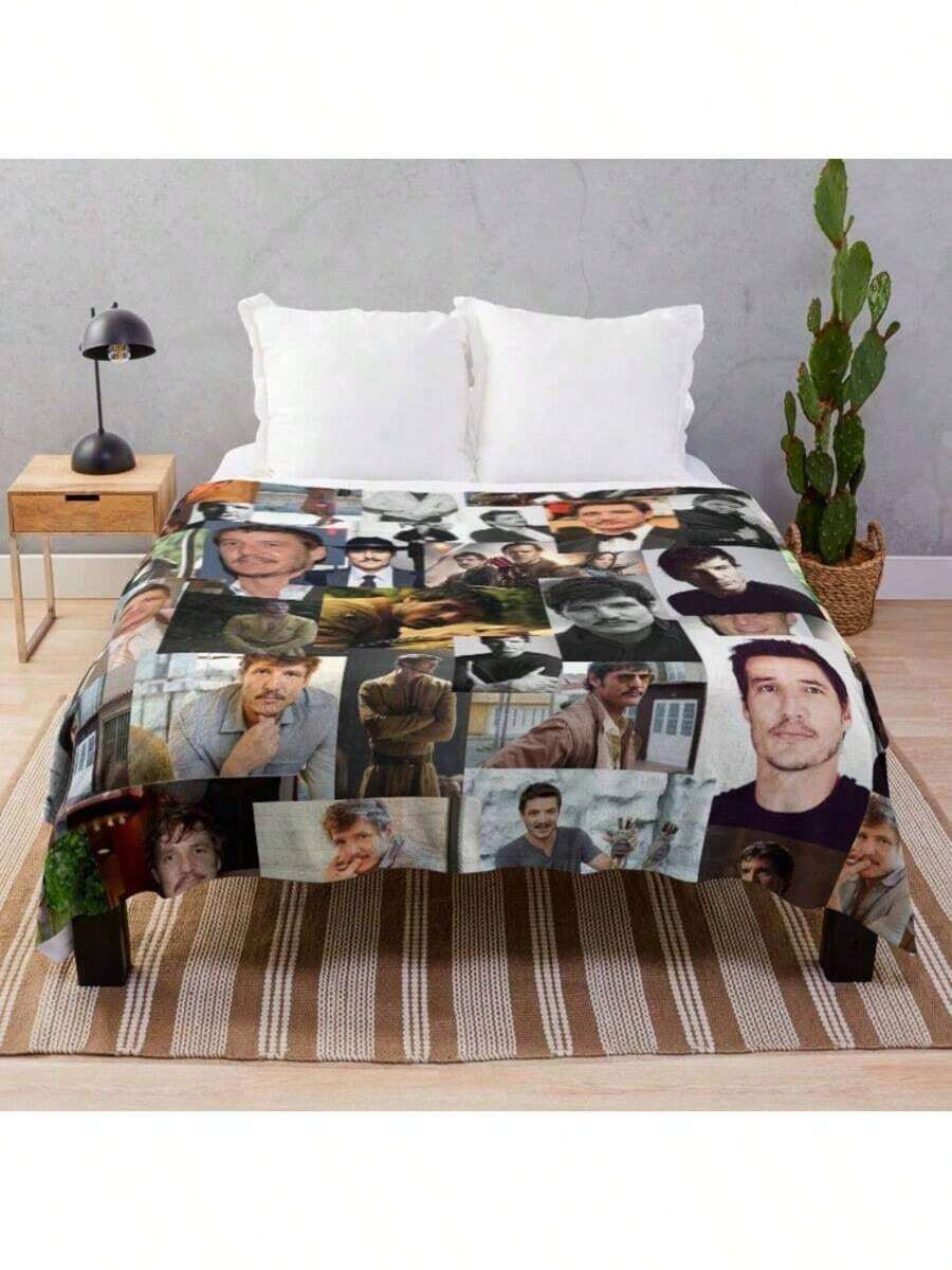 Pedro Pascal Abstract Seamless Collage Throw Blanket - Ultra Soft Flannel Blanket For Couch, Bed And Fan Decor, Artistic Actor Portrait Design, Cozy Gift For The Last Of Us And Mandalorian Fans - Màu sắc hình ảnh chính - Xem 1