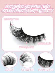 14对装超值装 3D蓬松轻盈自然浓密假睫毛，猫眼款，柔软可重复使用，易于佩戴，适合日常、派对、约会及各种场合 - 濃密款 - 查看 4