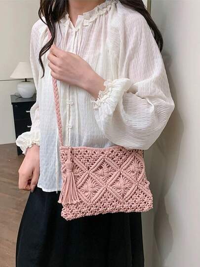 Summer Fashion Versatile Casual Handwoven Large Capacity Beach Straw Crossbody Bag