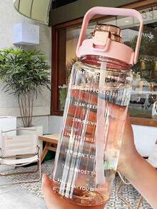 1 bình giữ nhiệt PC trong suốt dung tích lớn 750ml hoặc 2000ml, cốc uống nước thể thao di động, cốc có ống hút và nắp, bình nước chịu nhiệt chống rơi vỡ, thích hợp cho gia đình và du lịch ngoài trời, bình nước dành cho nữ. - Nhiều màu - Xem 3