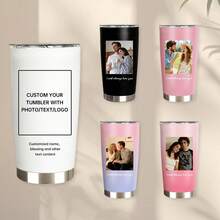 Personalized Tumbler With Your Photos And Text, Custom Tumbler With Lid & Straw, 20oz Stainless Steel Insulated Cup, Custom Brides Maid Proposal Gifts,Christmas, Anniversary, Birthday Gifts For Him Her Men Women Mom Dad,Double-Sided Printing. - Style 3 - View 5