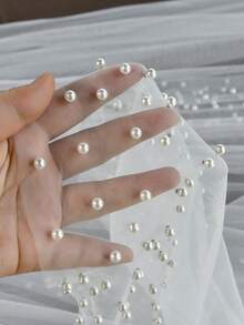 2pcs White Pearl Beaded Sleeve Cuffs, Floor Length Faux Pearl Bridal Gloves, Suitable For Wedding, Wedding Photography, Beach Vacation, Party Dress Accessories - 彩色 - 查看 7
