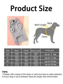 UFBemo 1pc Spring/Autumn Cable Cable Pattern Pet Sweater, Soft Material Suitable For Cats And Small/Medium Dogs, Indoor Clothing - Grey - View 9