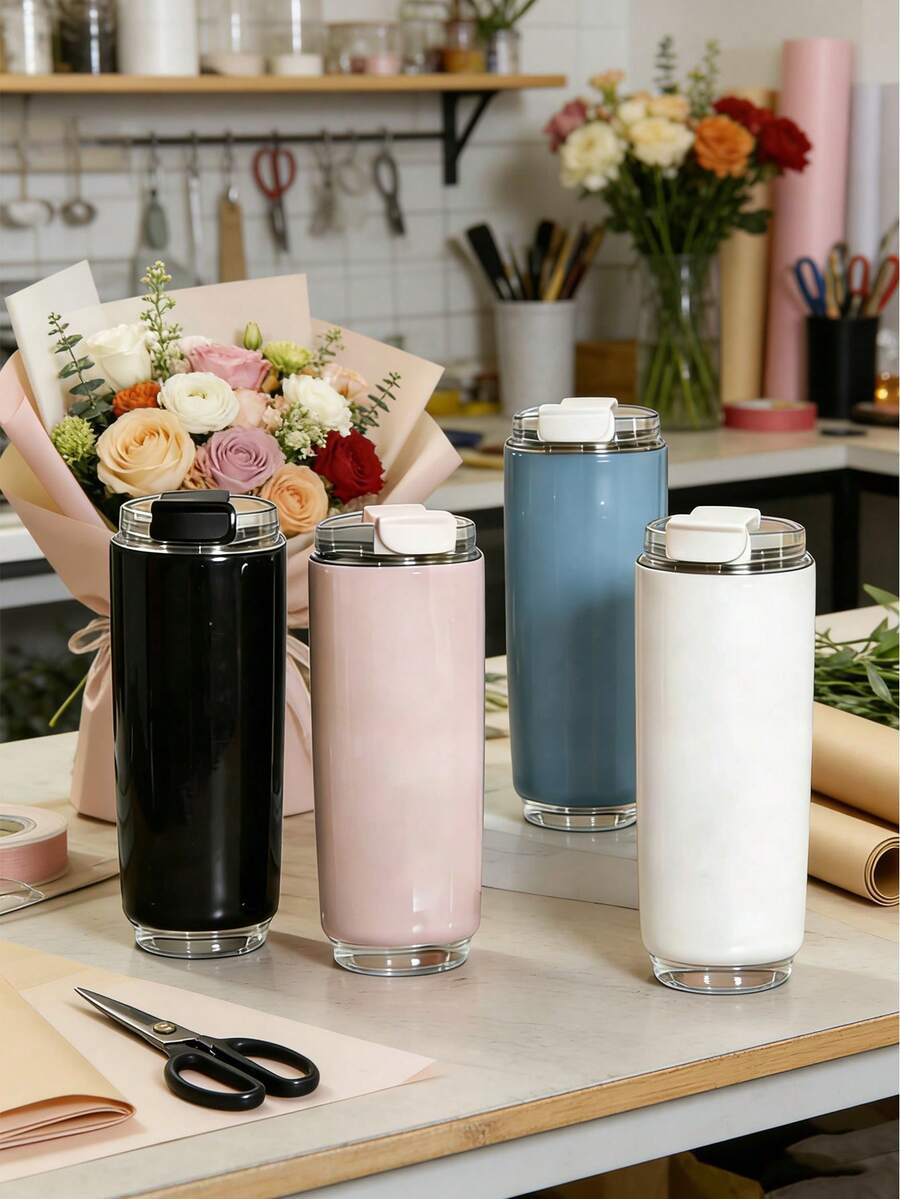 Large Capacity Insulated Travel Mug | Stainless Steel Leak-Proof Design, Long-Lasting Cold/Hot Drink Preservation, Spill-Proof For Car, Office, Business Trip, Commute - Your All-Purpose Temperature Companion - Multicolor - View 1