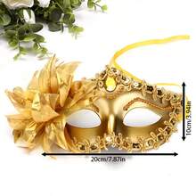 1pc Luxury Mask With Side Flower Decoration - Perfect For Bar Parties, Halloween Costume Parties, Weddings, And Photo Props - Gold - View 5