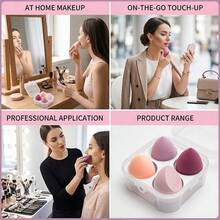 4 Pcs Dry And Wet Use Makeup Sponge Set Blender Beauty Foundation Blending Sponge For Liquid Cream In Pink And White - 粉紅色*4 - 查看 2