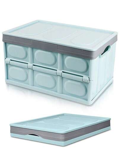 可折叠储物箱，带盖可折叠露营箱，适用于室内游泳池玩具、零食等，便携式防水储物箱，也适用于户外烧烤、野餐、钓鱼、车库收纳等。