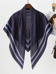 1条110厘米女士印花方巾，薄纱材质，轻盈柔软透气，用途广泛，优雅印花，舒适披肩，适合日常佩戴，四季皆宜。 - 彩色 - 查看 14