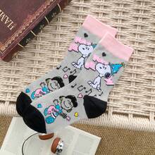1/3/5 đôi tất dài đến bắp chân hình hoạt hình Snoopy, tất thể thao mềm mại thoải mái dành cho nam và nữ, phù hợp cho mọi mùa, tất thể thao đôi thường ngày, quà tặng cho các cô gái. - Nhiều màu - Xem 11
