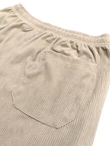 Men's Corduroy Casual Pants - Elastic Drawstring Waist, Breathable & Comfortable - Khaki - View 7