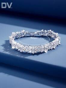 DV JEWELRY 1件奢华立方氧化锆镀白金手链，优雅珠宝礼品，适合女士约会、婚礼、派对、周年纪念等场合。 - 查看 3
