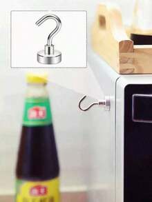 5pcs, Strong Magnetic Hooks, Magnet With Hook For Hanging, Nail Free Magnet Hooks For Fridge, Magnetic Hanger For Kitchen, Cruise, Grill, Garage And Storage - Silver - View 3