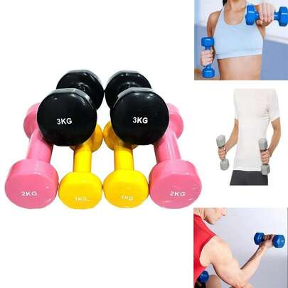 12KG Vinyl Dumbbell Set For Ladies Aerobic Home Training - 1kg, 2kg, 3kg Weights