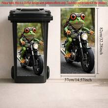 1PC Funny Frog Trash Can Sticker Waterproof PVC Decal For Garbage Bin Outdoor Yard Decor Removable Art Wrap 2D Flat - A - View 2