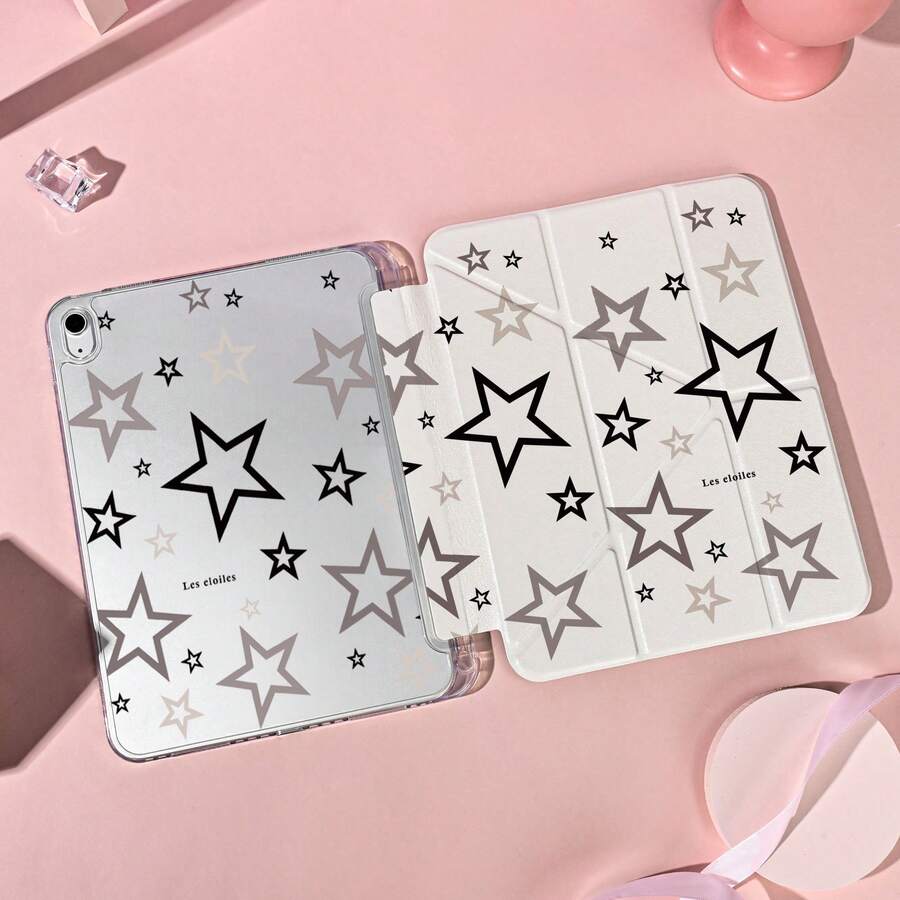 1个带笔槽的多角度磁吸支架保护套，支持自动休眠/唤醒功能，可爱平板电脑保护套，兼容Pro/Air/三星Galaxy A9/S9/S7/S10+/小米Pad/5/6/7 - 彩色 - 查看 1