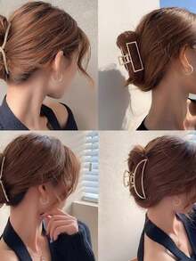 Set Of 6 Gold And Silver Metal Hair Clips / Strong Hold / Elegant Feminine Design – Assorted Styles - Gold - View 8