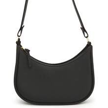 Women's Half-Moon Shoulder Bag Set (Crossbody) + Waterproof Rubberized Wallet - Black - View 2