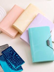 Libro de almacenamiento de placas de estampado de arte de uñas con 13 ranuras, con etiquetas adhesivas a juego, libro de almacenamiento de material de PU rectangular adecuado para el almacenamiento de plantillas de sello y herramientas - Multicolor - Ver 4