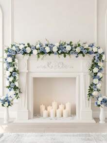 Artificial Peony Flower Garland, 5.9ft Romantic Blooms Garlands,  Floral Vine For Wedding Table Runner, Elegant Arch & Fireplace Mantle Decor, Vintage Centerpiece For Bridal Shower & Home Party - Xanh & Trắng - Xem 3