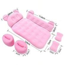 Stylish Cute Cartoon Bear Inflatable Car Mattress, Skin-Friendly & Foldable Portable Car Accessory, Perfect For Outdoor Camping, Beach Trips & Self-Driving Travel, Fits Car Rear Seats & Trunk - Hồng - Xem 8