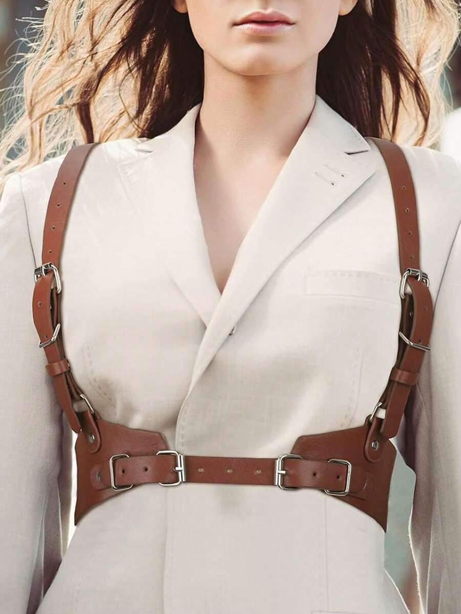 1件朋克风功能性吊带腰带，适用于连衣裙、衬衫、西装和日常穿着，适合上学、万圣节、圣诞节等场合。