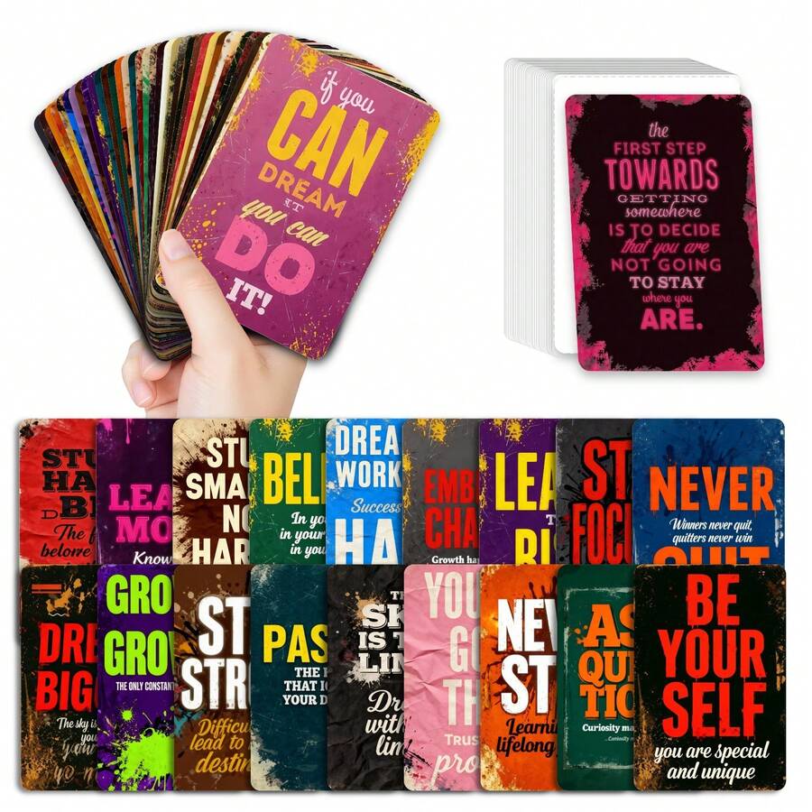 54pcs Motivational Cards - Unique Inspirational Affirmation Cards, Self-Encouragement Cards For Women Men, Positive Affirmation Cards, Kindness Cards, Lunch Box Notes - 18Pcs - View 1