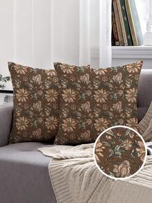 2件装春夏装饰花卉图案抱枕套，多种尺寸可选，家居装饰，客厅沙发靠垫套，理想的情人节礼物（送给他/她），沙发装饰，汽车座椅靠垫套 - 彩色 - 查看 2