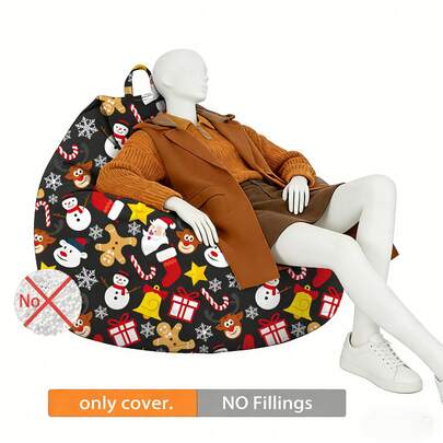 120*100cm Extra Large Outdoor Christmas Party, Christmas Outdoor Leisure Chair! "No Need To Fill" Polyester Material, With Side Pocket + Handle, Suitable For Camping & Picnic.