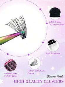 108 Cluster Lash Extensions, Glue-Free, Removable, D 0.07 Natural Look, DIY Eyelash Extension, Cosplay Lashes, 6 Rows, Glue-Free Lashes, Natural & Lengthening Lash Clusters, For Women, Party, Club, Makeup Tools - Multicolor - View 4
