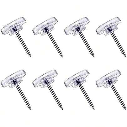 120 Count Clear Push Pins - Thumb Tacks For Wall Hangings, Cork Board, Plastic Flat Head Pins