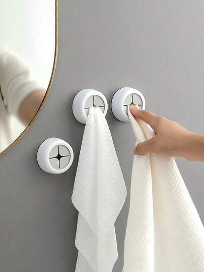 1pc No Drill Round Towel Rack, Multifunctional Bathroom & Kitchen Towel Holder, Tea Towel Rack, For Towel Storage And Bathroom Storage, Essential Bathroom Accessory, Suitable For Kitchen, Bathroom, Garage, Cabinet And Home Use Wall-Mounted Organizer