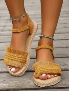 Women's Simple Slide Sandals, Casual Summer Shoes, Lightweight Beach Slide Sandals - Ginger - View 4