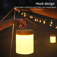 Touch Adjustable LED Bedside Lamp With Timer | Wooden Texture Nightlight, Small Tap-To-Operate Desk Lamp, USB Rechargeable, Hidden Handle, Slide Color Adjustment, Suitable For Multiple Scenarios - Wood Grain - View 8